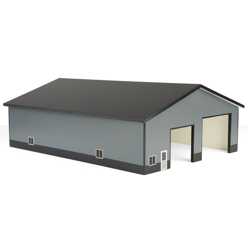1/64 Gray & Black 2 Door 60ft x 80ft Wooden Tractor or Truck Shop