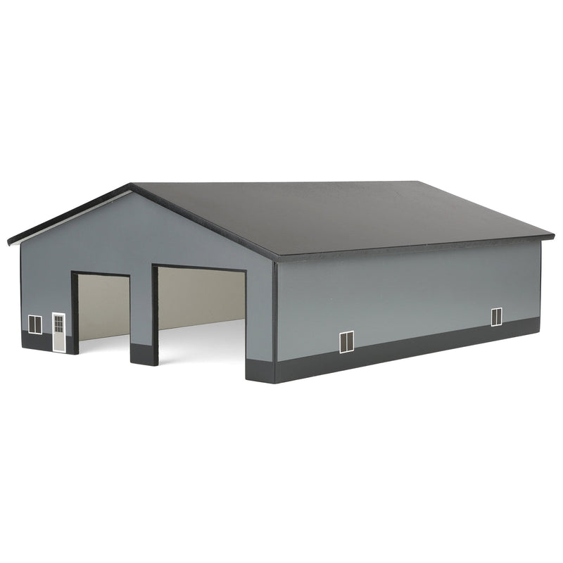 1/64 Gray & Black 2 Door 60ft x 80ft Wooden Tractor or Truck Shop