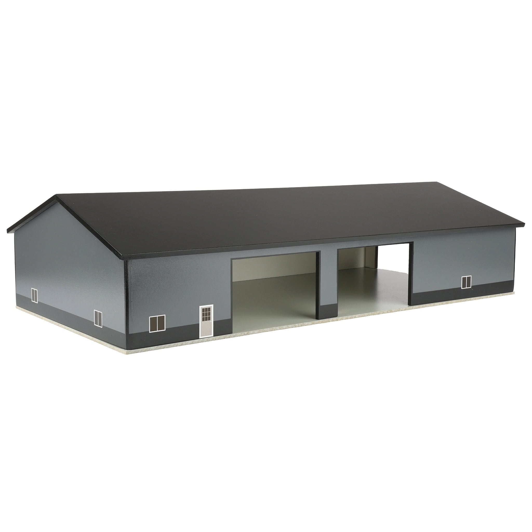 1/64 Gray & Black 60ft x 120ft Wooden Implement Shed with Double