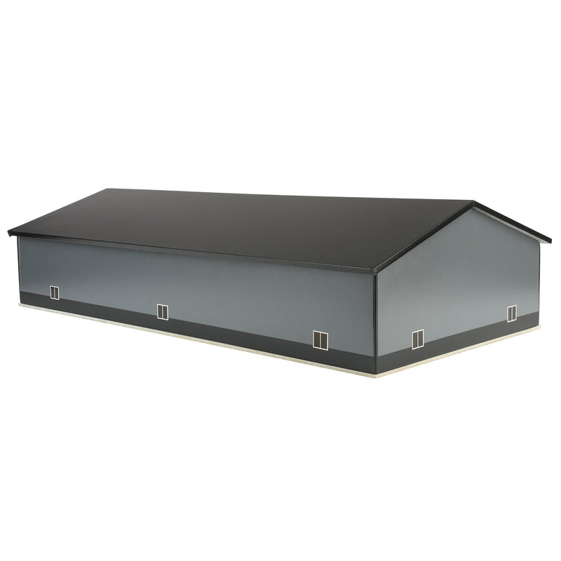 1/64 Gray & Black 60ft x 120ft Wooden Implement Shed with Double Side Doors