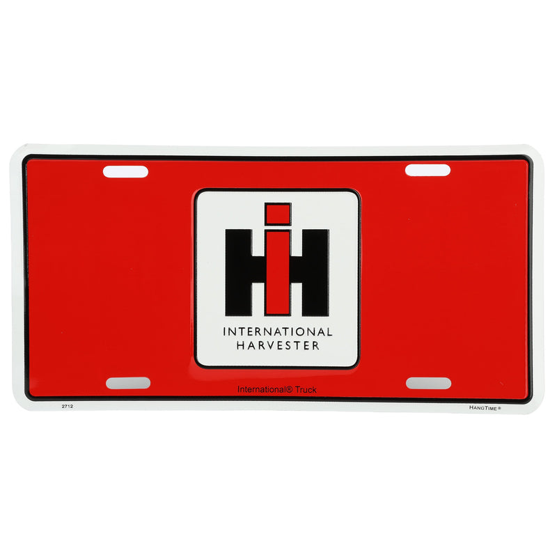 Red License Plate with large IH Logo in center