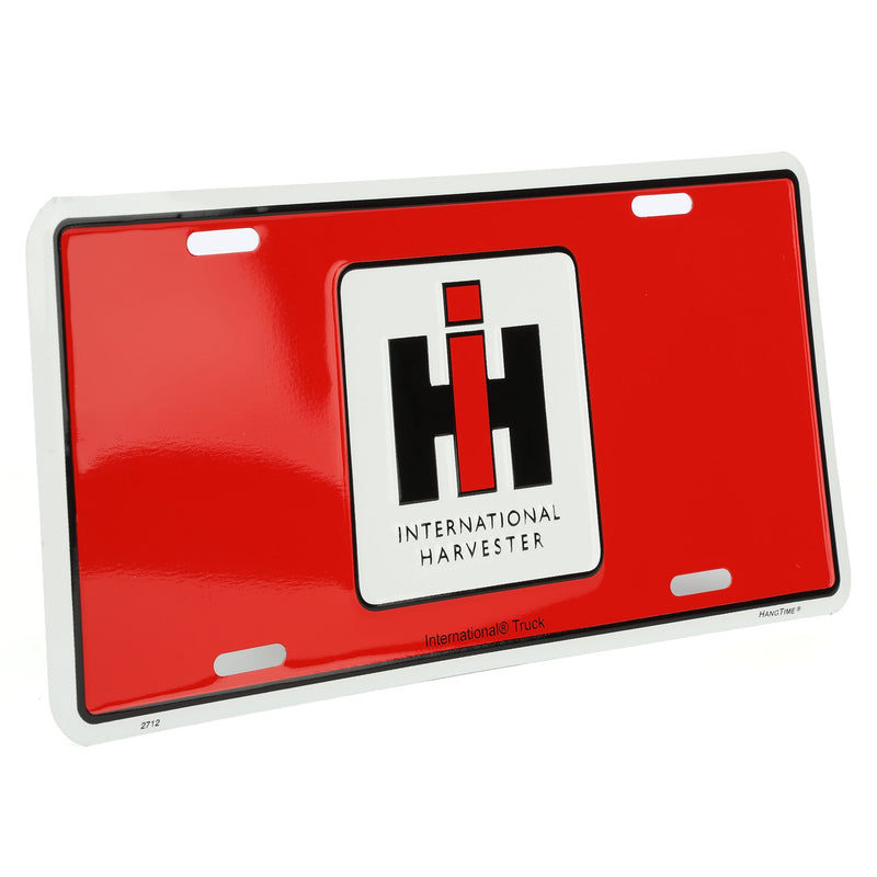 Red License Plate with large IH Logo in center