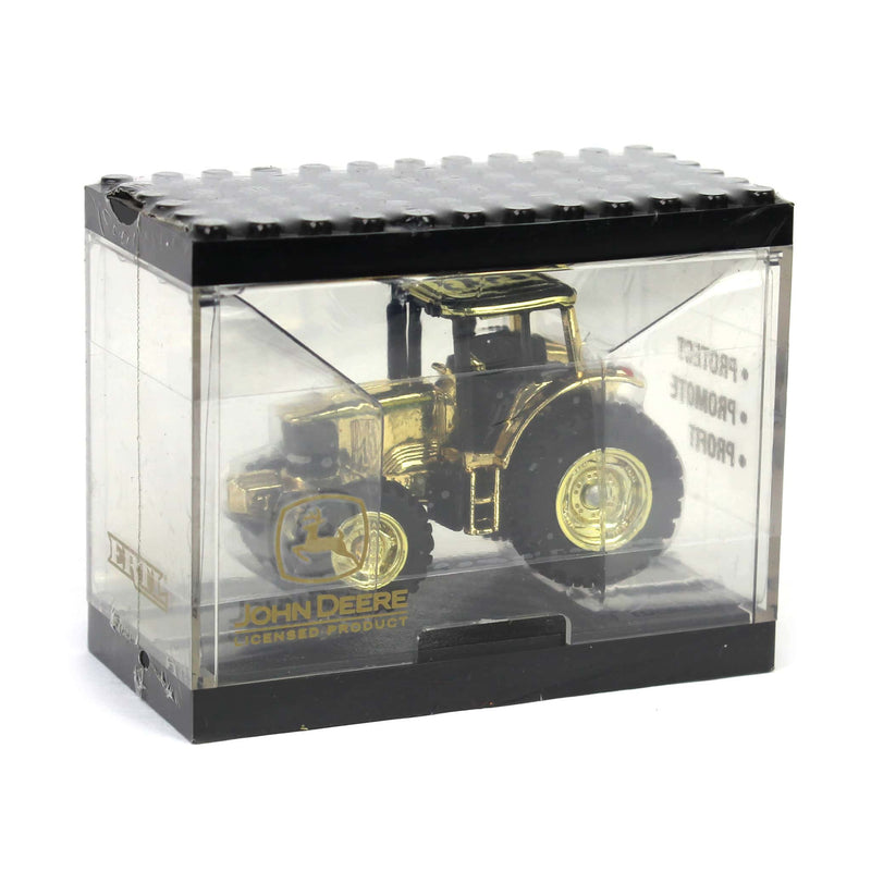 Gold Chrome ~ 1/64 John Deere 6420 Tractor, 2002 Tampa Collectable Edition in Black Building Block Case