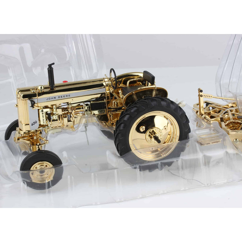 Gold Chrome ~ 1/16 John Deere 420 with 4 Gang Disk 2006 JD EXPO, GOLD Dealer Award by ERTL