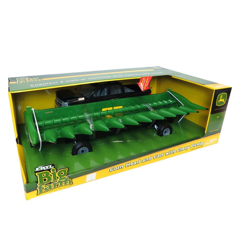 1/16 Big Farm John Deere Corn Head w/ Header cart and Chevy Pickup Truck by ERTL