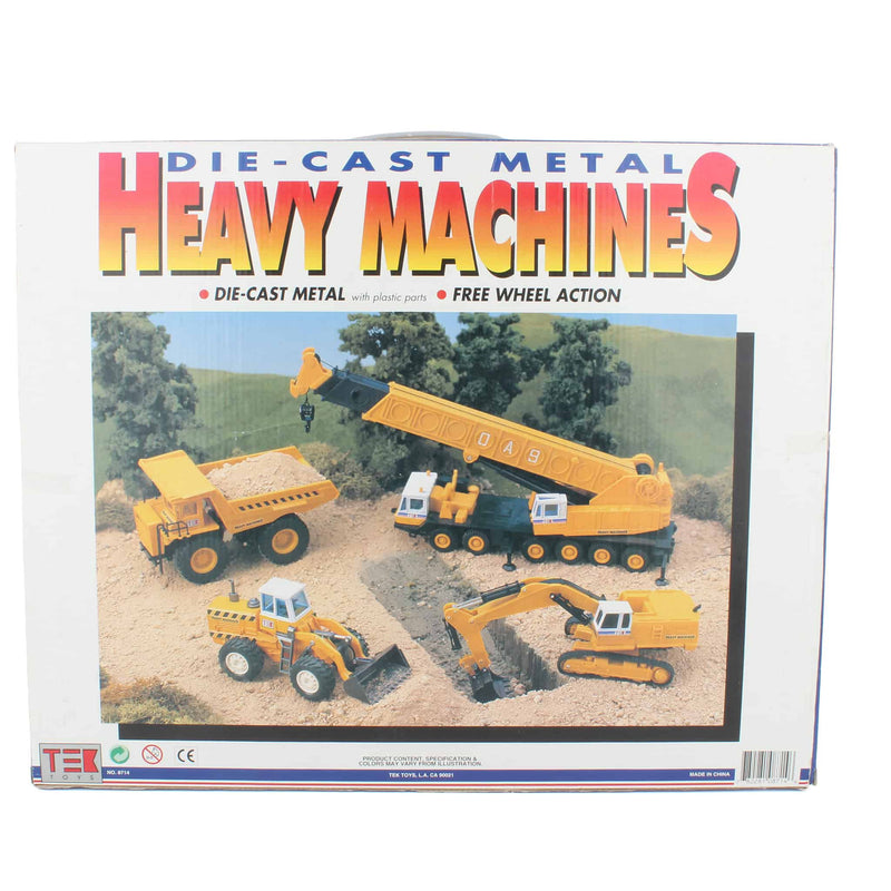 Tek Toys Heavy Machines Diecast Construction Toy Set with Loader, Dump Truck, Crane and Excavator