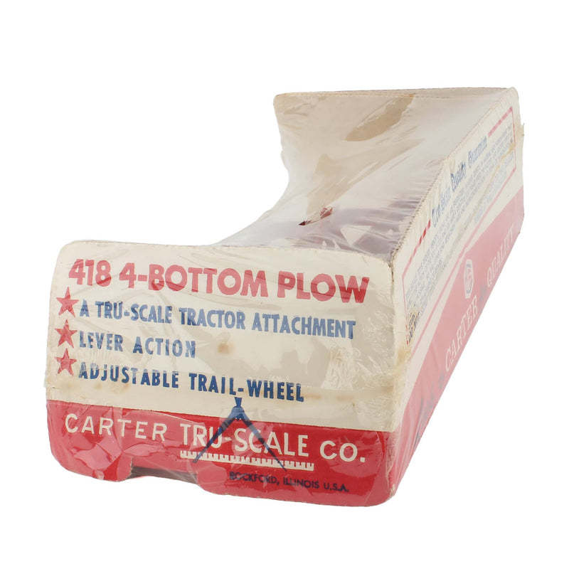 1/16 Carter Tru-Scale Steel Red 4-Bottom Plow in Bubble Box, Made in the 1960s