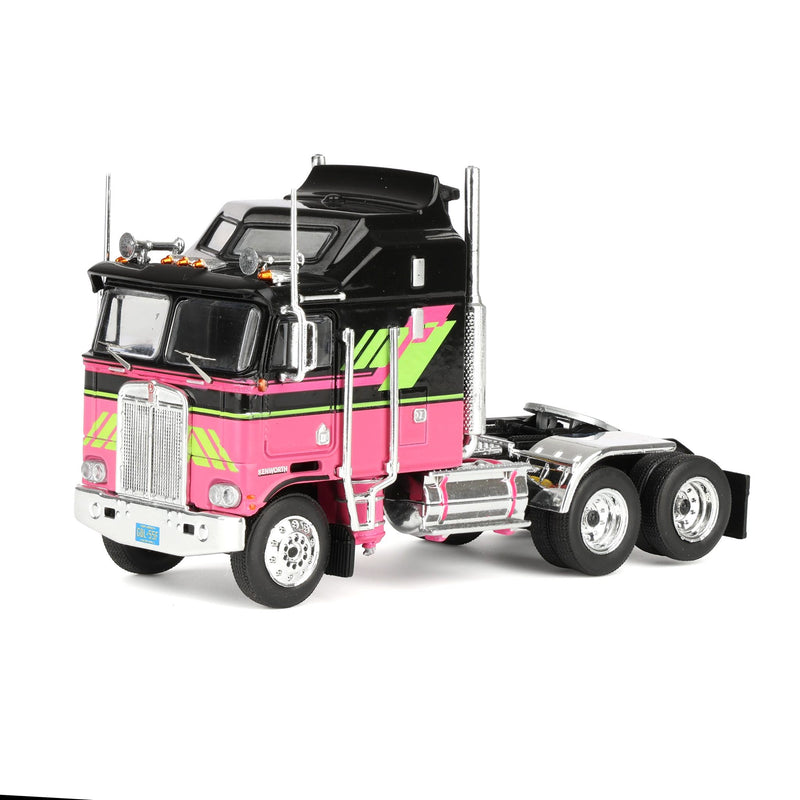 1/64 1976 Kenworth K100 Truck with Aerodyne Sleeper Cab by IXO America, Black & Pink
