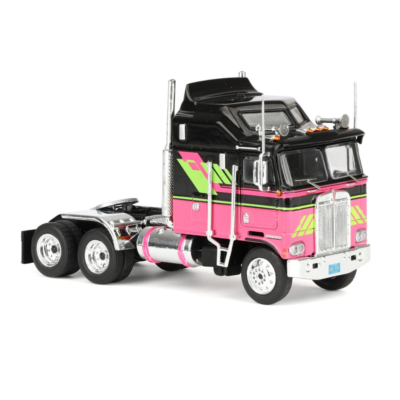 1/64 1976 Kenworth K100 Truck with Aerodyne Sleeper Cab by IXO America, Black & Pink