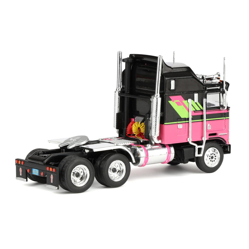 1/64 1976 Kenworth K100 Truck with Aerodyne Sleeper Cab by IXO America, Black & Pink