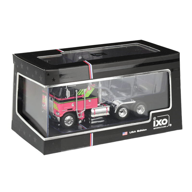 1/64 1976 Kenworth K100 Truck with Aerodyne Sleeper Cab by IXO America, Black & Pink