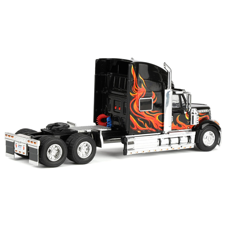 1/64 2010 International Lonestar Truck with High-Rise Sleeper by IXO America, Black with Flames
