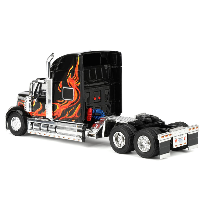 1/64 2010 International Lonestar Truck with High-Rise Sleeper by IXO America, Black with Flames