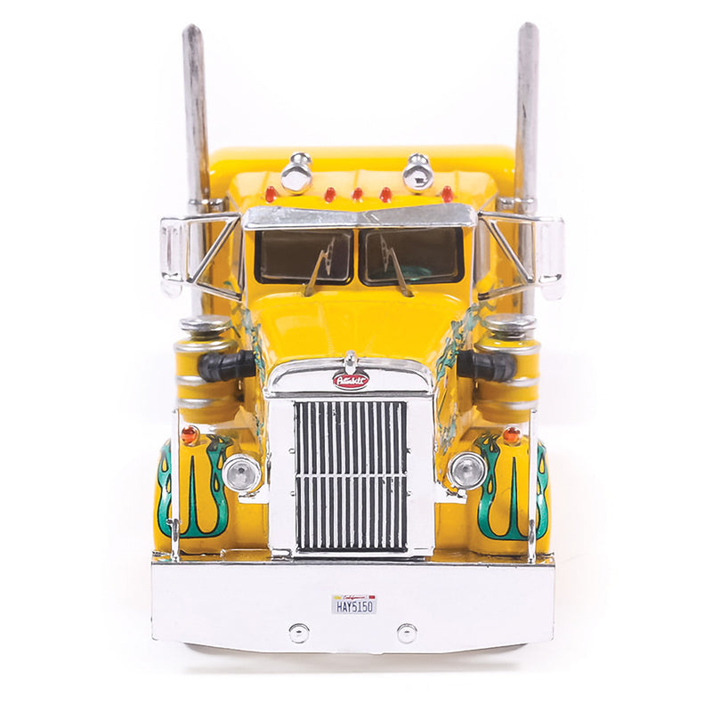 1/64 1962 Peterbilt 350 Yellow with Green Flames by IXO America