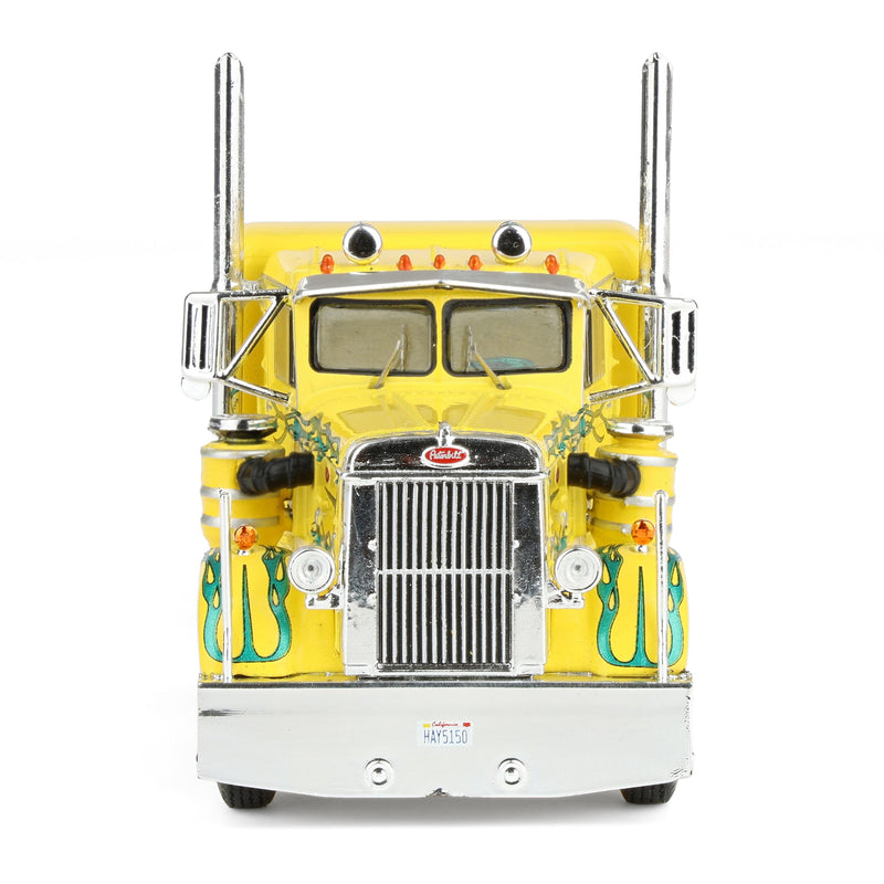 1/64 1962 Peterbilt 350 Yellow with Green Flames by IXO America