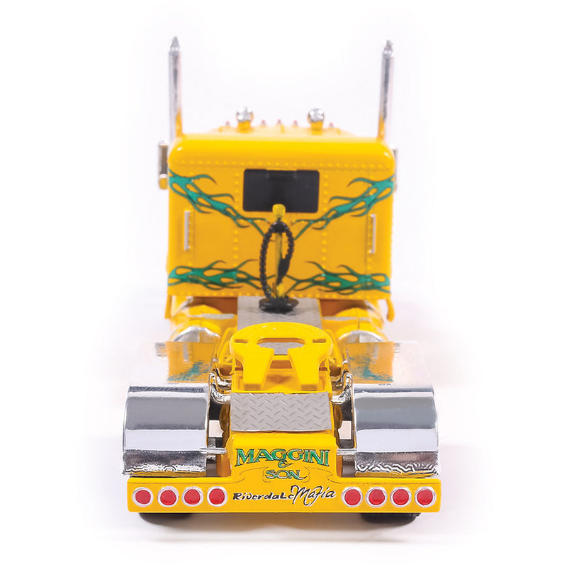 1/64 1962 Peterbilt 350 Yellow with Green Flames by IXO America