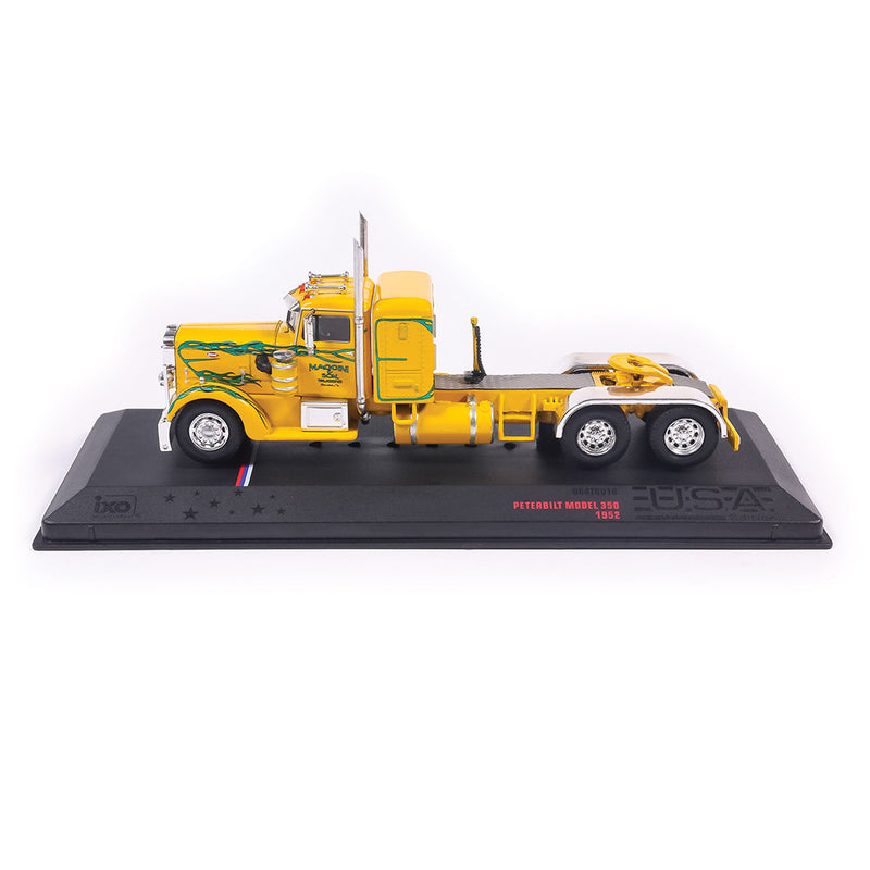 1/64 1962 Peterbilt 350 Yellow with Green Flames by IXO America