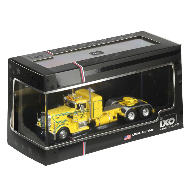 1/64 1962 Peterbilt 350 Yellow with Green Flames by IXO America
