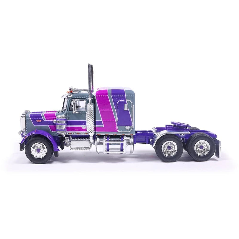 1/64 1973 Peterbilt 359 Semi Truck, Gray & Purple by IXO Models