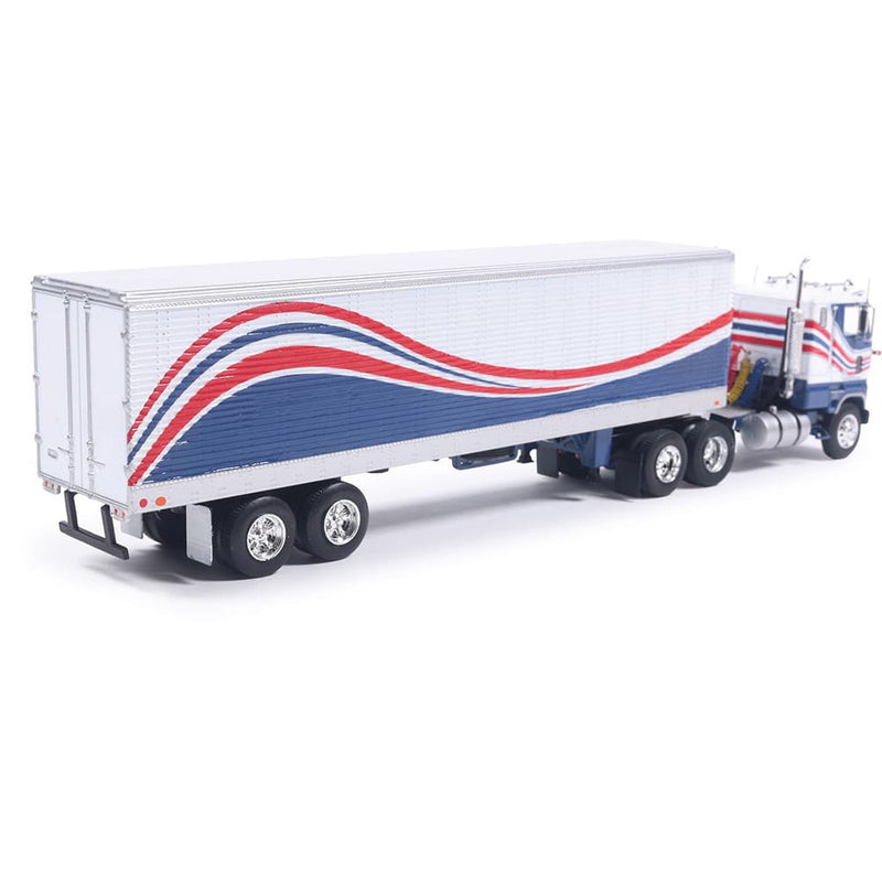 1/64 1976 Ford CL 9000 Red, White, and Blue with Vintage Trailer by IXO America