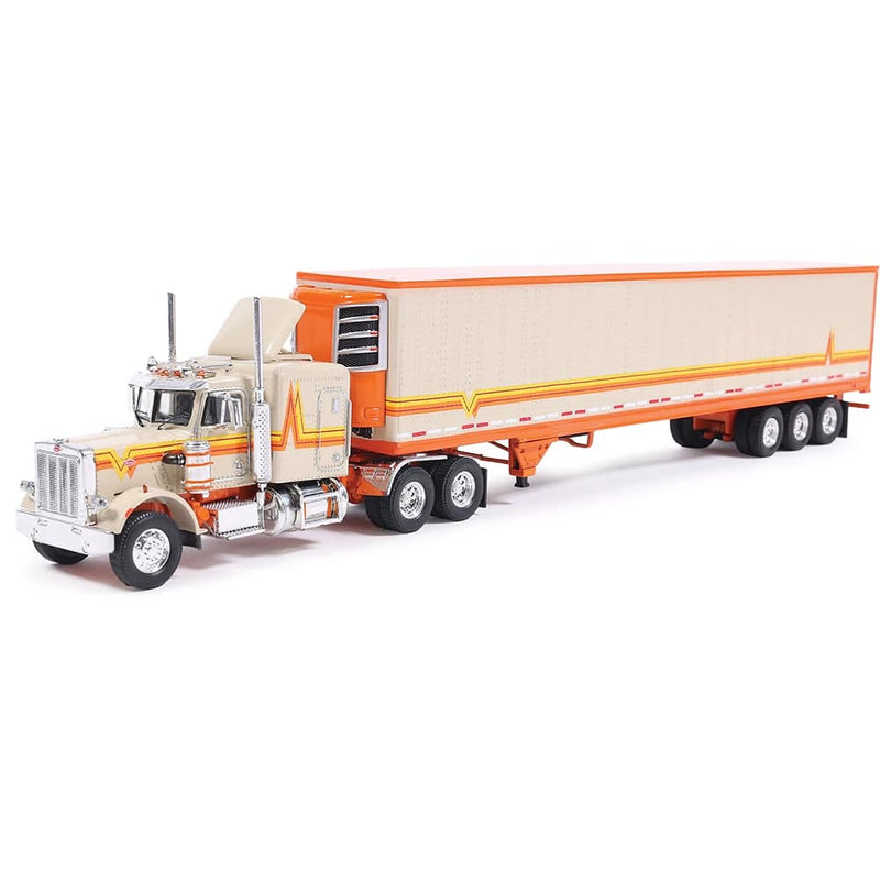 1/64 1973 Peterbilt 359 Orange and Cream with Modern Trailer by IXO America
