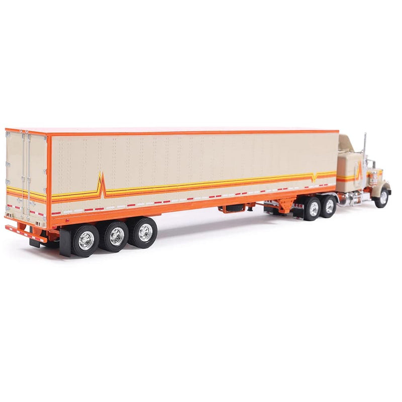 1/64 1973 Peterbilt 359 Orange and Cream with Modern Trailer by IXO America