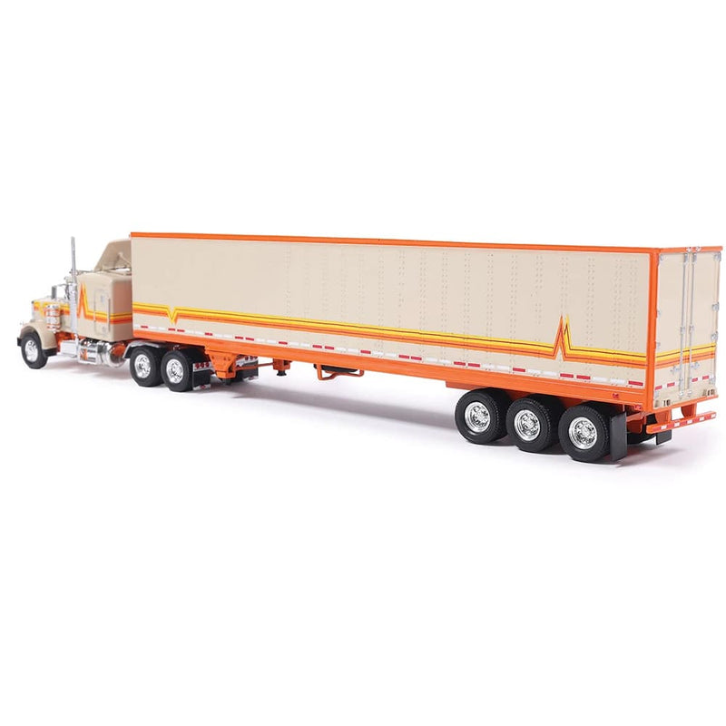 1/64 1973 Peterbilt 359 Orange and Cream with Modern Trailer by IXO America
