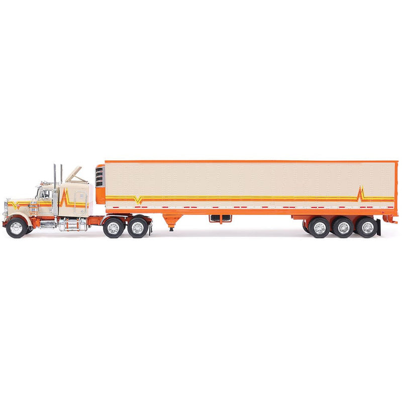 1/64 1973 Peterbilt 359 Orange and Cream with Modern Trailer by IXO America