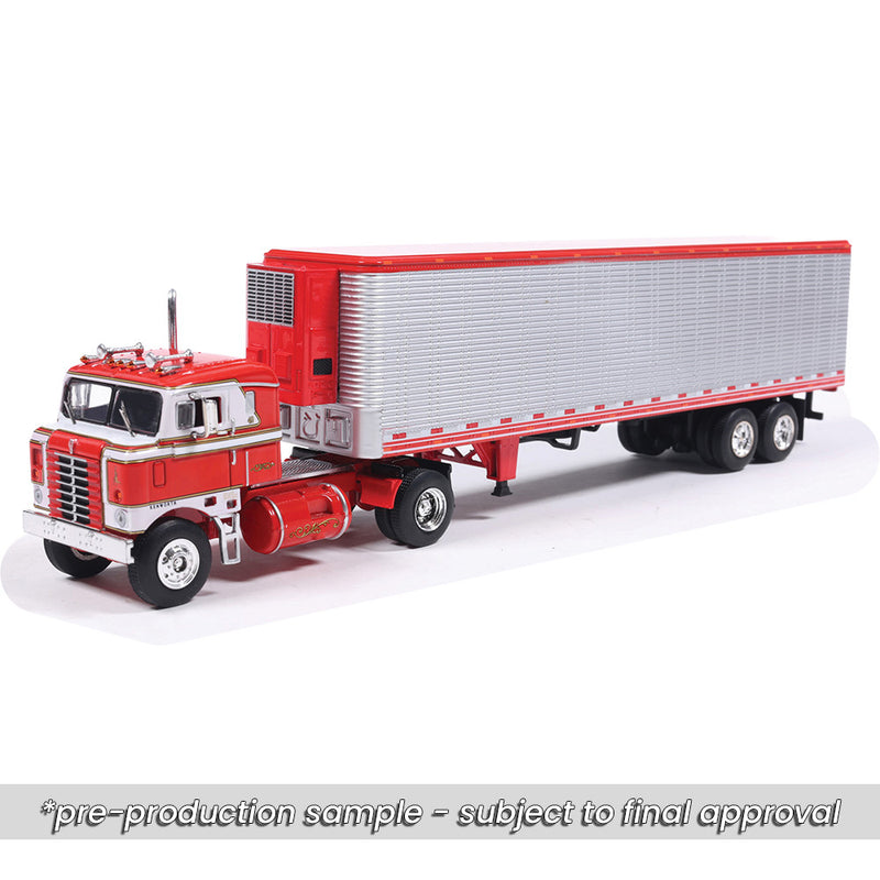 1/64 1950 Kenworth Bullnose Red and White with Vintage Chrome Trailer by IXO America