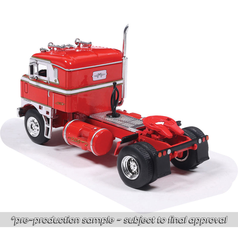 1/64 1950 Kenworth Bullnose Red and White with Vintage Chrome Trailer by IXO America