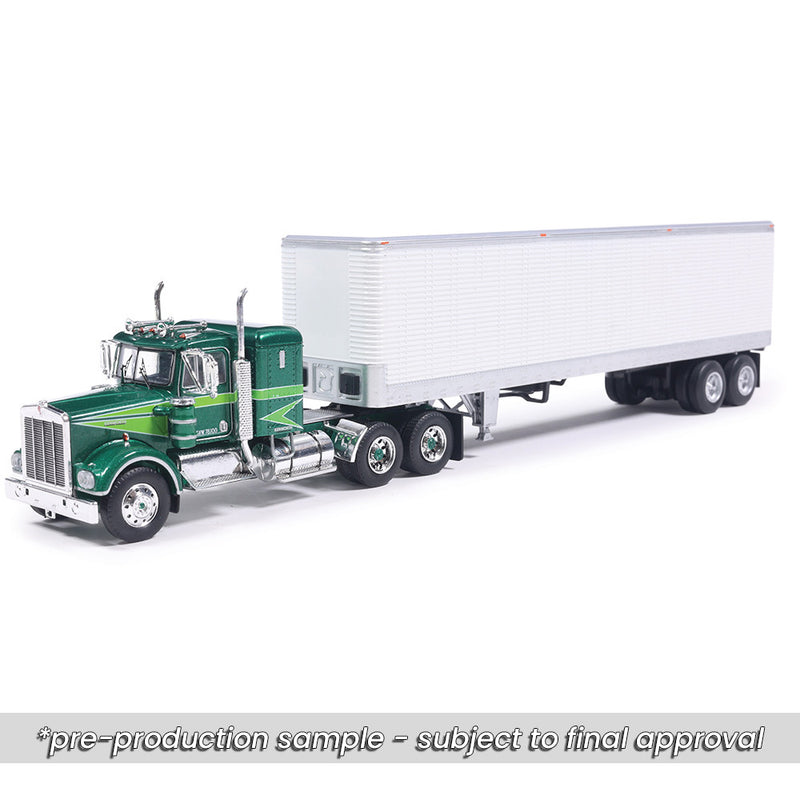 1/64 1974 Kenworth W925 Semi Truck, Green Yosemite Legacy Design with White Trailer by IXO