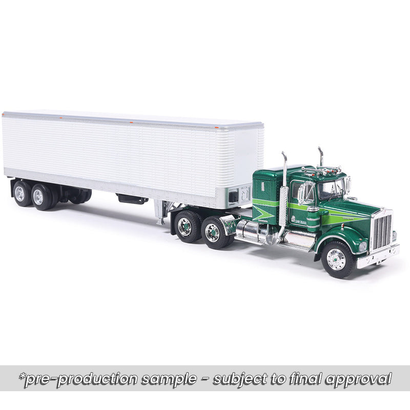 1/64 1974 Kenworth W925 Semi Truck, Green Yosemite Legacy Design with White Trailer by IXO