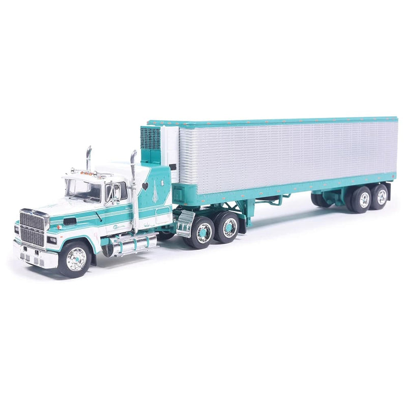1/64 1978 Ford LTL-9000 Caribbean Turquoise and Wimbledon White with Vintage Trailer by IXO America