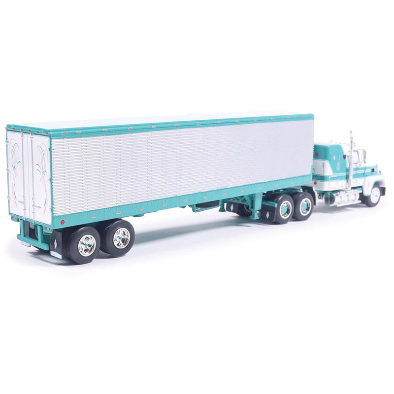 1/64 1978 Ford LTL-9000 Caribbean Turquoise and Wimbledon White with Vintage Trailer by IXO America