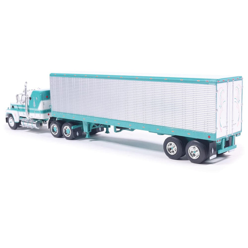 1/64 1978 Ford LTL-9000 Caribbean Turquoise and Wimbledon White with Vintage Trailer by IXO America