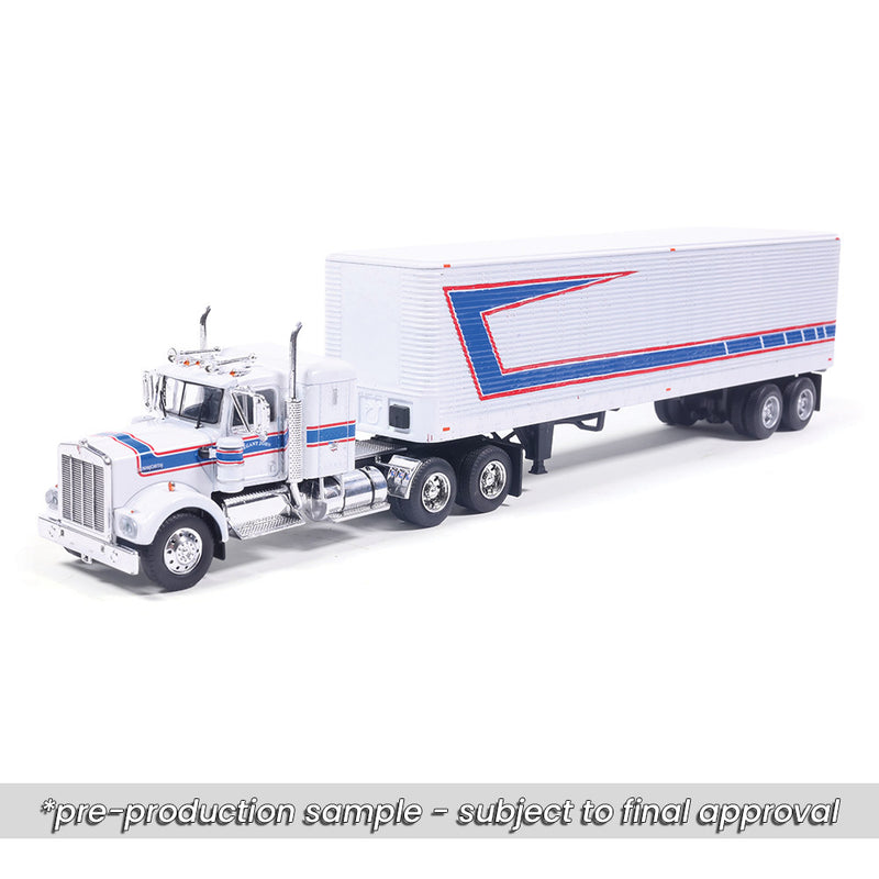1/64 1976 Kenworth W900 with Vintage Trailer Red, White, Blue by IXO America
