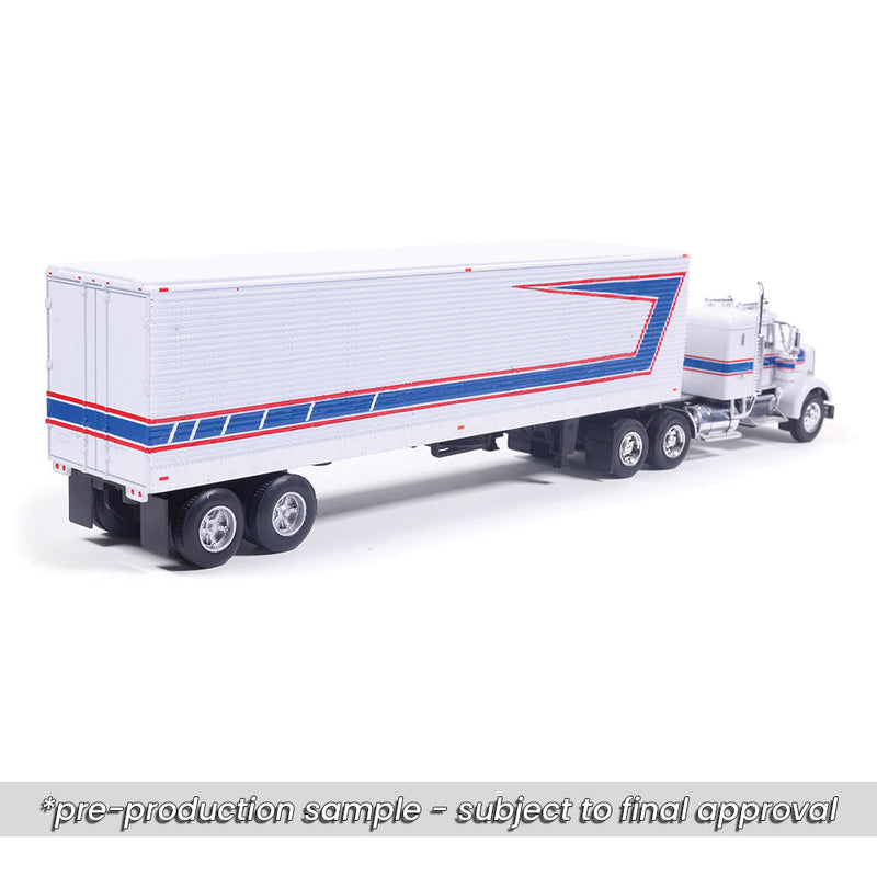 1/64 1976 Kenworth W900 with Vintage Trailer Red, White, Blue by IXO America