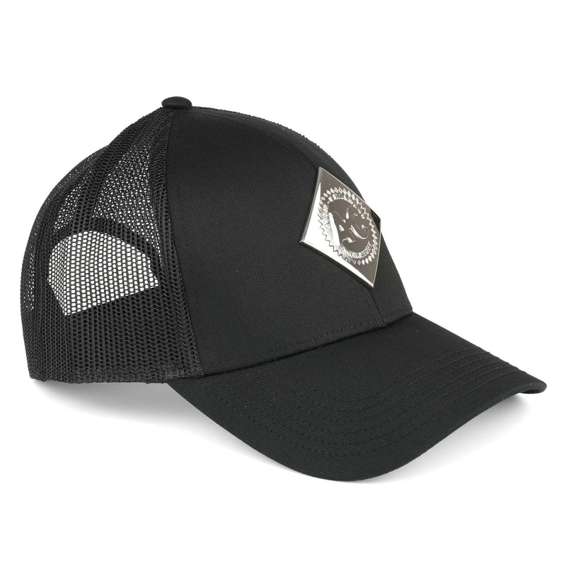 Allis Chalmers Liquid Metal Logo Black Mesh Back Hat