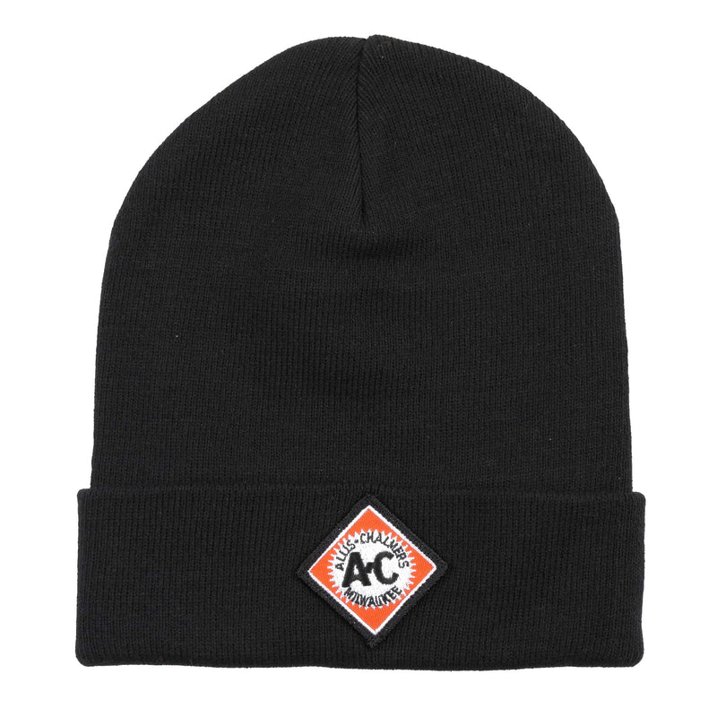 Allis-Chalmers Black Knit Beanie Hat with Embroidered Starburst Logo