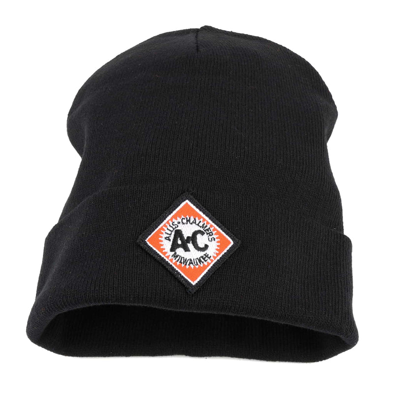 Allis-Chalmers Black Knit Beanie Hat with Embroidered Starburst Logo