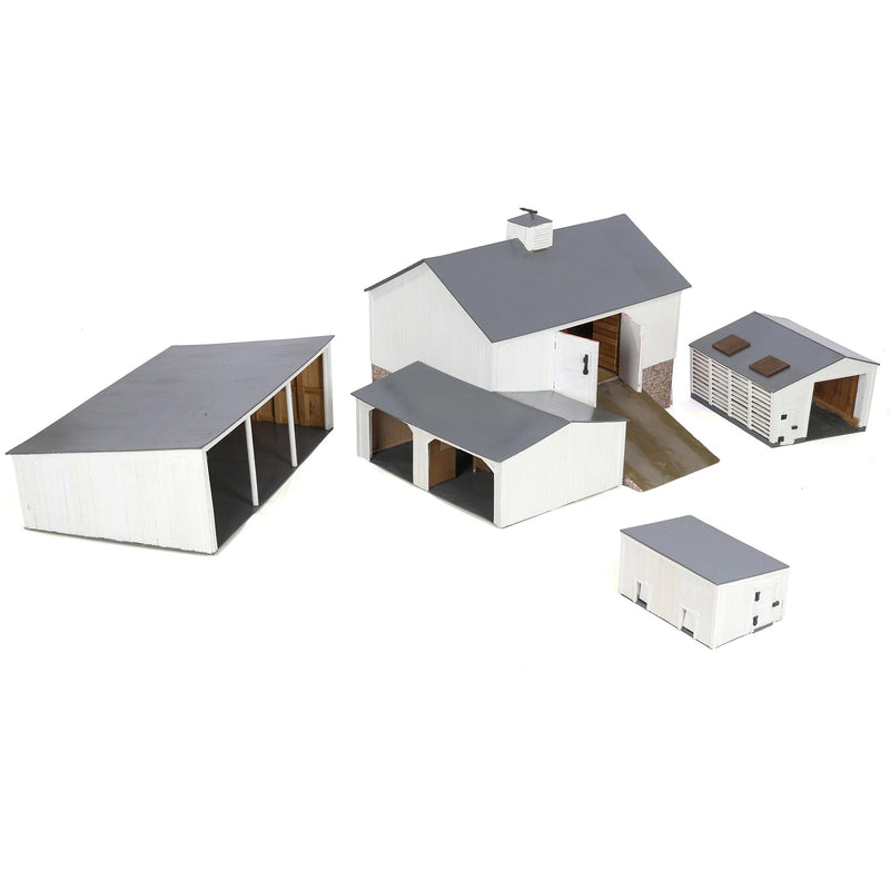 Custom Built White Farm Set with Barn, Equipment Sheds, Chicken House and Corn Crib