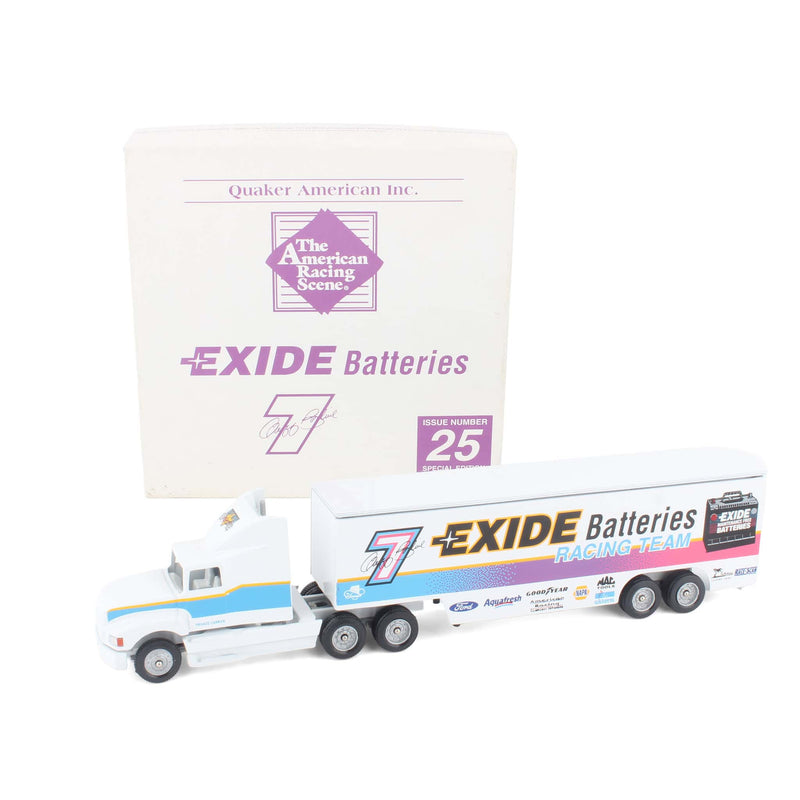 1/64 Geoff Bodine Exide Batteries Racing Semi with Transport Dropbed Trailer by Winross