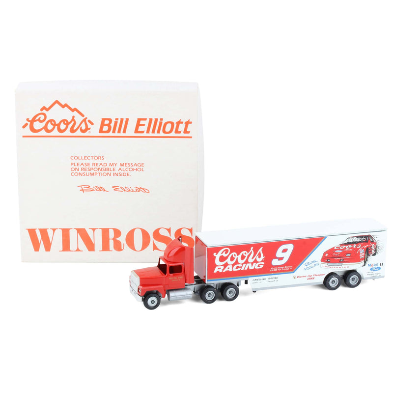 1/64 Bill Elliott, Coors Racing Semi Truck & Transport Drop Bed Trailer by Winross