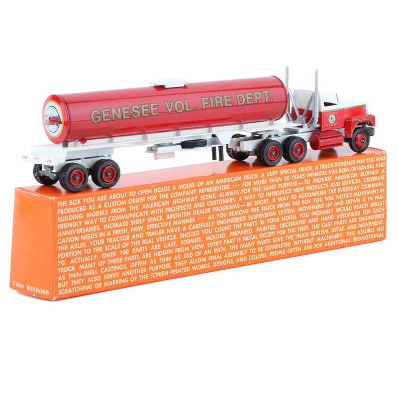 1/64 Genessee Volunteer Fire Department Semi Truck & Tanker Trailer by Winross