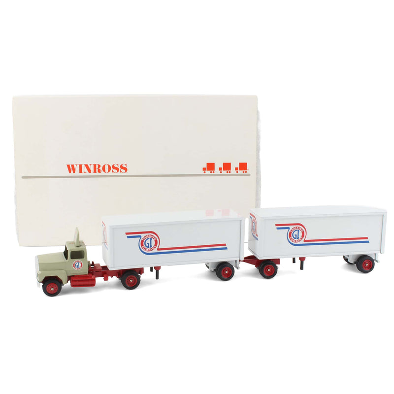 1/64 Winross Ford Semi Truck with Twin Pup Trailers, GI Trucking