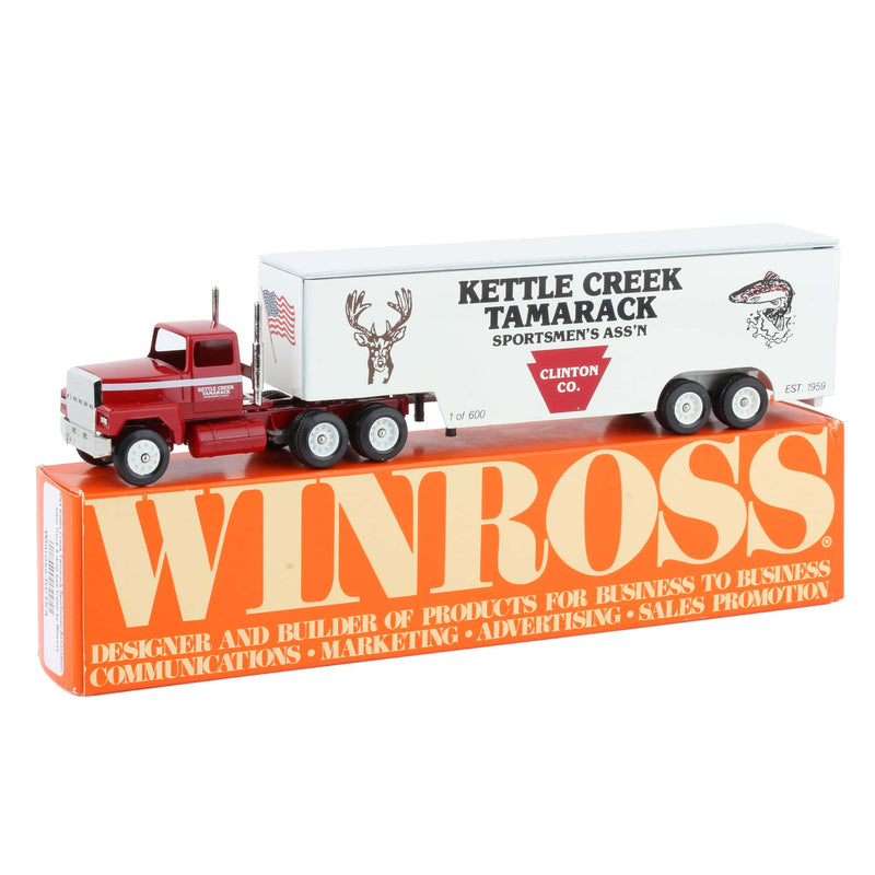 1/64 Kettle Creek Tamarack Sportsman Association Semi Truck & drop bed Trailer by Winross