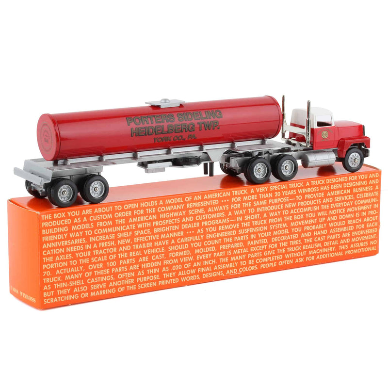 1/64 Porters Sideling Heidelberg Twp. Fire Co. Semi Truck & Tanker Trailer by Winross