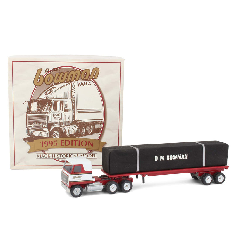 1/64 D.M Bowman Inc. Mack Semi-Truck & Covered Load Flatbed Trailer by Winross, 1995 Mack Historical  Model