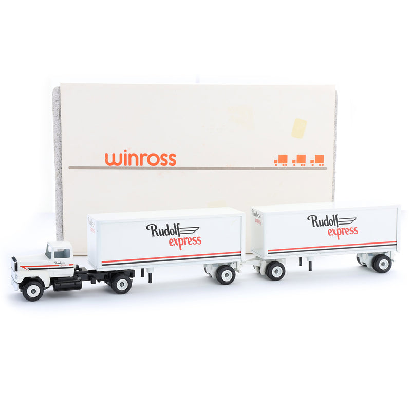 1/64 Winross Truck, Rudolf Express with Pup Trailers