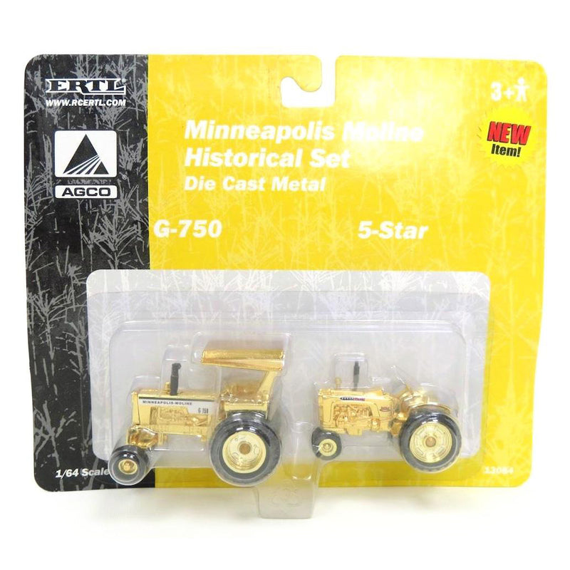 Gold Version ~ 1/64 Minneapolis Moline Historical Set with G-750 & 5-Star Tractors